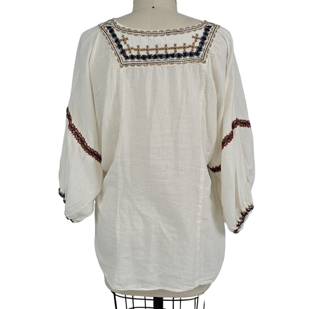 Max Studio Boho flowy gauze  top size Large Coastal Cowgirl - Picture 5 of 7